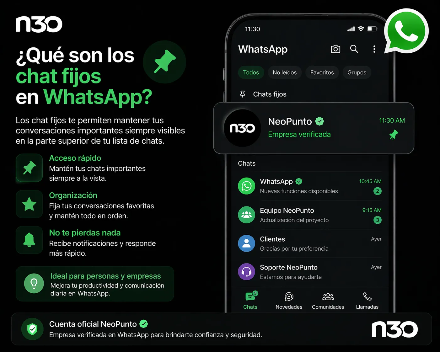 Chats fijos en WhatsApp