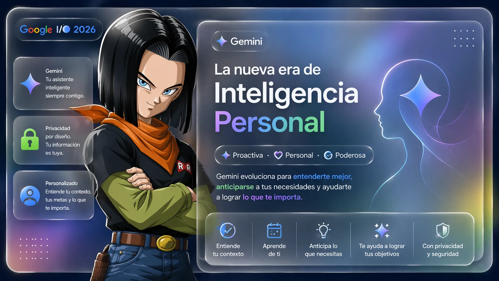 Gemini inteligencia personal con interfaz frosted glass