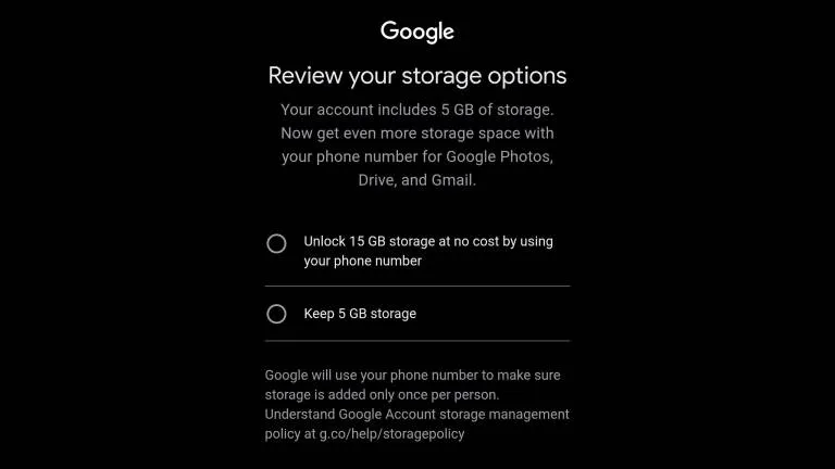 Google pide verificar tu tel&eacute;fono para obtener m&aacute;s GB