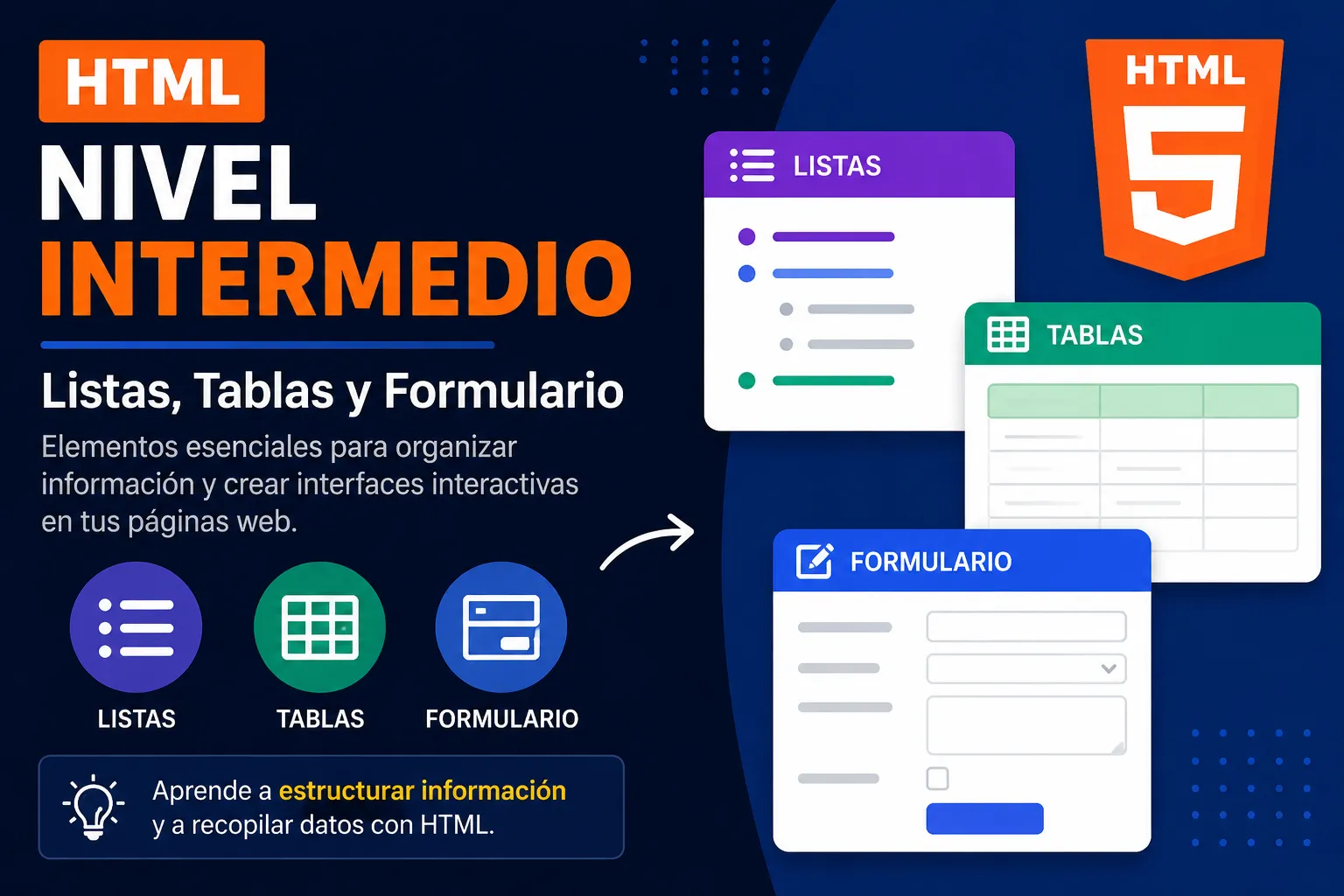Nivel intermedio de aprendizaje de html