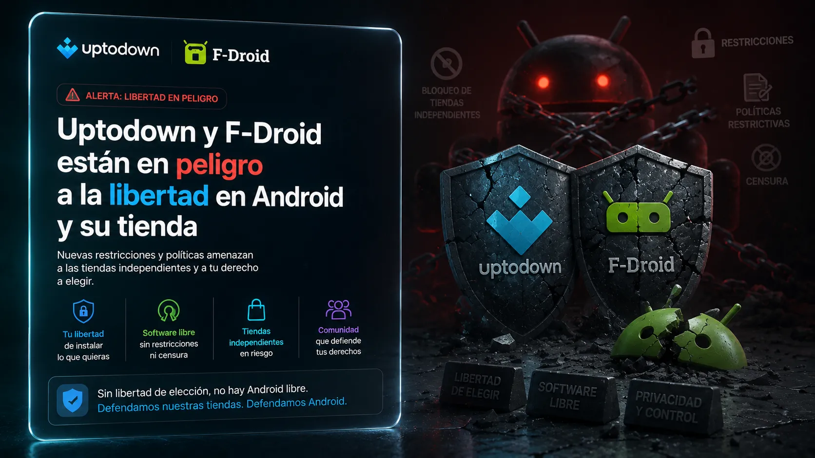 Uptodown y F-Droid en problemas ala libertad de Android 