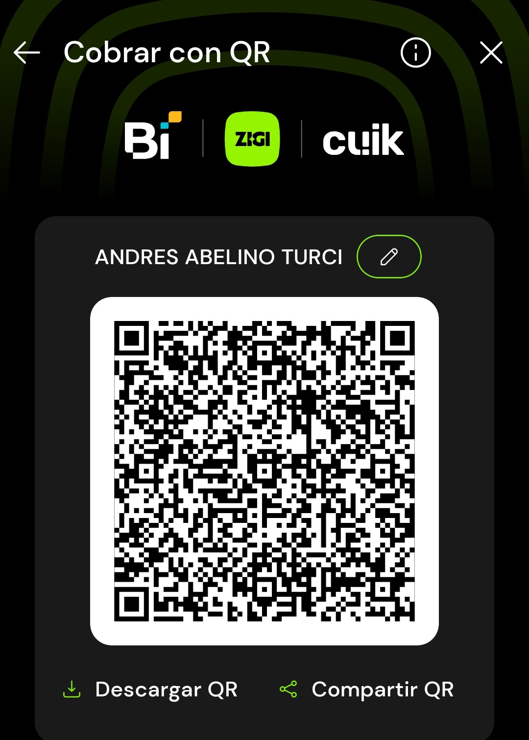 Captura de pantalla de zigi y cuik obteniendo el codigo QR