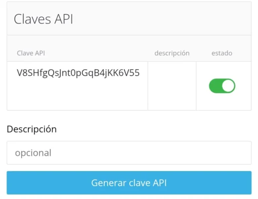 Pantalla de HilltopAds mostrando la sección para generar una API Key de publisher